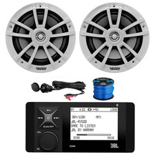 JBL R3500 Bluetooth Receiver, 2x 6.5" White Speakers, Wire, USB/AUX Mount