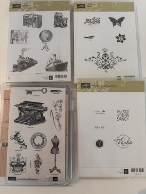 Stampin' Up! Lot Traveler, Bliss, Established Elegance, Hodgepodge Happiness.