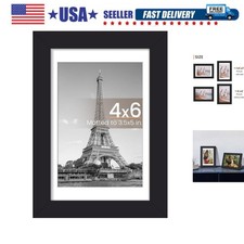 4x6 Picture Frame, Display Pictures 3.5x5 with Mat or 4 x 6 Without, Wall Han...