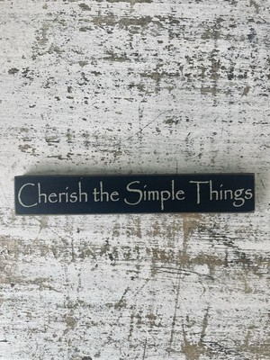 #ad Cherish The Simple Things Mini Wood Block or Tier Tray Decor **NEW** Black Color $5.43