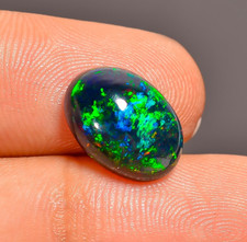 3.01 Ct Natural Black Ethiopian Opal Oval Shape Cabochon Loose Gemstone 12X9X5mm