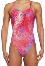 NWT Nike Women's Racerback One Piece USA sz 34 8 Olympic Pink Tiedye Team USA