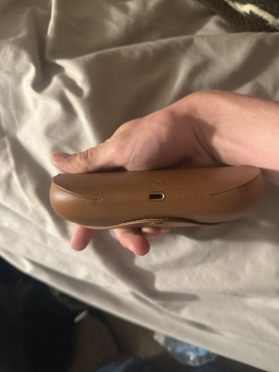 Ray-Ban Meta Brown Leather Hard Case with Snap Closure for Glasses