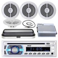 Marine 5.25" Speakers, 400W Amplifier,Cover, Antenna,Pyle USB SD Bluetooth Radio