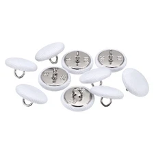 10pcs 18mm Fabric Cloth Covered with Metal Shank Round Sewing Buttons, White