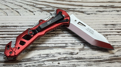 NEW MTech Pocket Knife with Stainless Steel Tanto Blade and Red Aluminum Handle