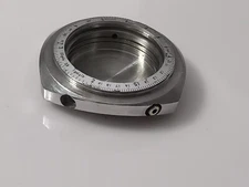 FOR PARTS 1960'S S.STEEL HEUER CALCULATOR CAL 12 CASE WITH INNER BEZEL - AS IS