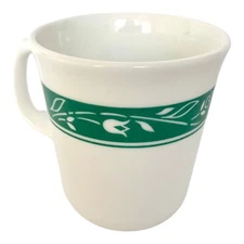 Corelle Corning Mug Cup Liza White Floral on Green Band Tulips Mint Replacement