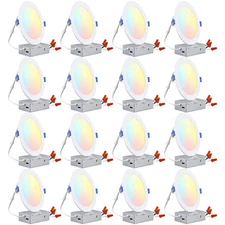 16-Pack 6" 5CCT Ultra-Thin Dimmable LED Recessed Light with Junction Box