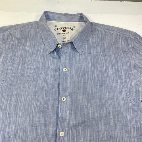 JOHN VARVATOS x CONVERSE BUTTON UP LONG SLEEVE SHIRT Mens L Blue Chuck's Shirt - Picture 3 of 8