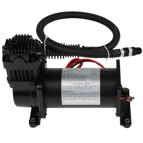 Kit de suspensión neumática bocina de aire para bocinas de tren negro 12V 200PSI kit de compresor de aire - Imagen 2 de 5