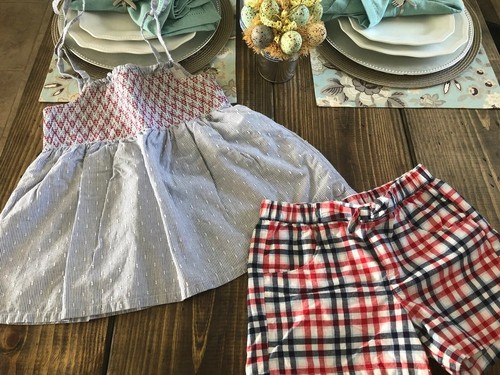 Red White Blue Gingham GYMBOREE 4th Of JULY Top Pocket Shorts 8 10 12 WORN ONCE - Picture 2 of 5