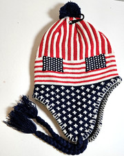 10 OFF USA Flag Pattern Quality Pom Tassel Knit Beanie Winter Hat Men Women