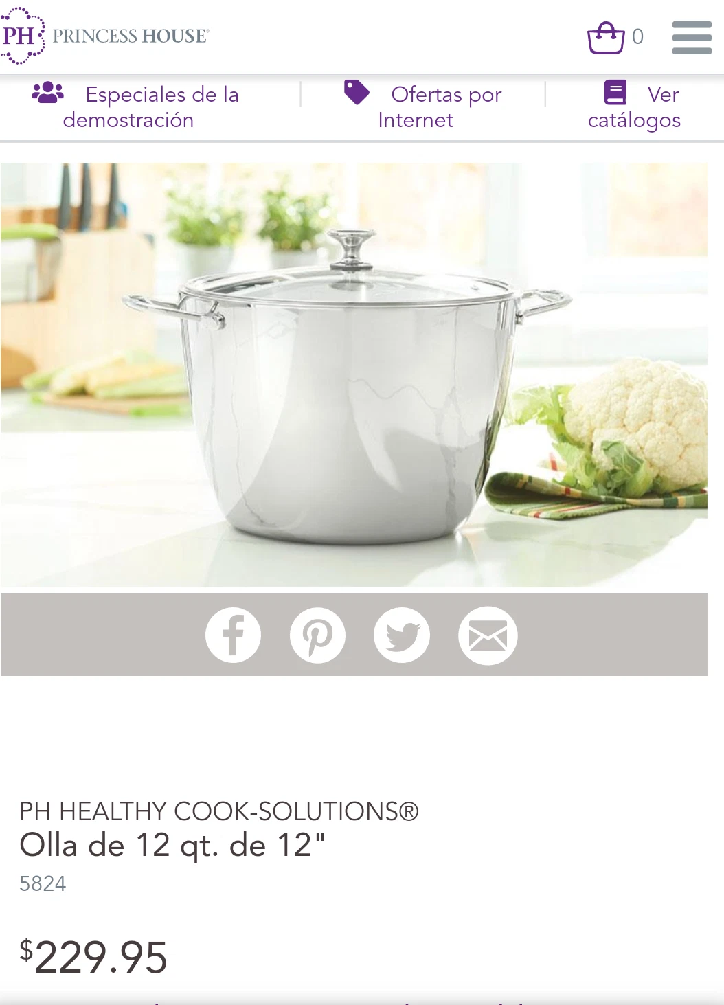 Princess House 5824 PH HEALTHY COOK-SOLUTIONS® COOKWARE 12" 12-Qt. Stockpot