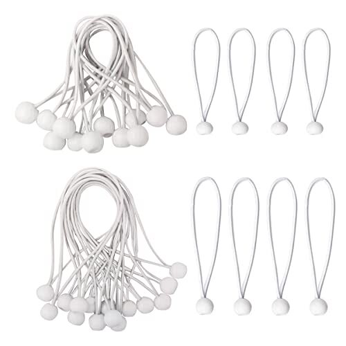 Bungee Ball,Elastici con Pallina,30 Pezzi Elastici Sfera Bianco Loop (c9a)