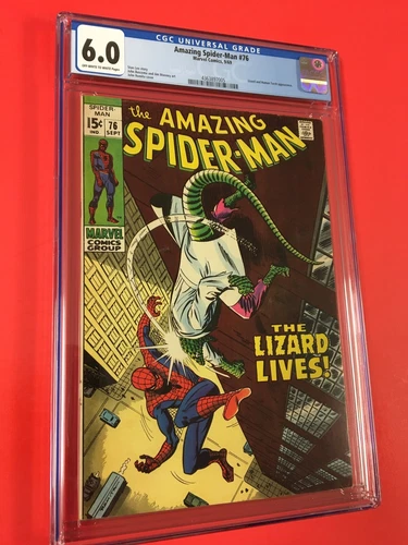 AMAZING  SPIDER-MAN # 76 CGC 6.0  (1969)  THE  LIZARD  LIVES  ROMITA  COVER GEM