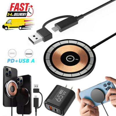 65W Wall Charger Fast Wireless Mag safe Pad For iPhone 16 15 14 Pro Max 14 Plus
