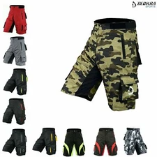Mens Cycling MTB Shorts & Detachable Padded Liner Multi Pocket Biking Shorts