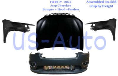 Fit 2019 2020 2021 2022 JEEP CHEROKEE FRONT BUMPER + HOOD Alum + PAIR ...