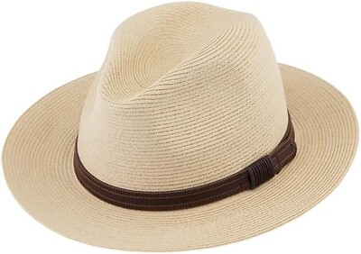 fiebig   TRAVELLER STROHHUT HUT HÜTE FEDORA PAPIER NATUR NEU TREND