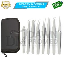 8 Pcs Eyelash Volume Extension Tweezers Set for Makeup Face Hair Removal Tools