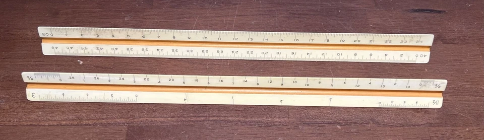 Vintage OCE Elliott INC. 5208 & BK Elliott co. 5204 Triangular 3 Sided Rulers - Image 2 of 4