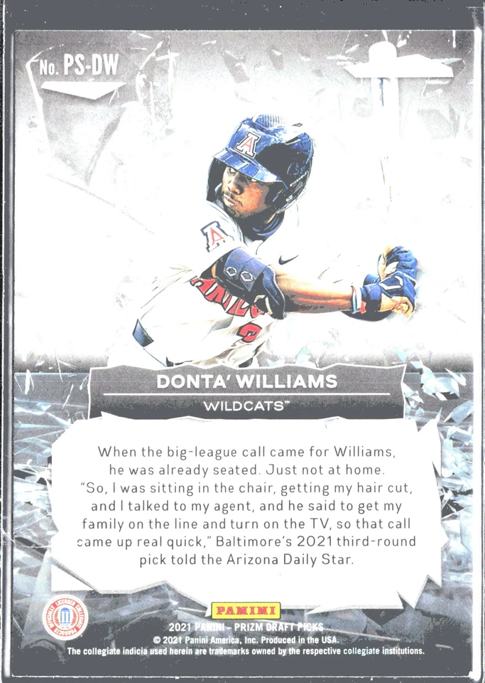 2021 Panini Prizm Draft Picks #PS-DW Donta' Williams Power Surge - Image 2 of 2