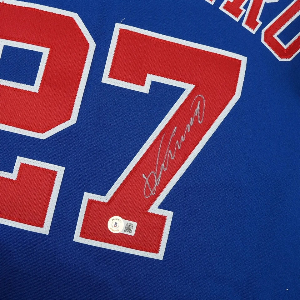 Vladimir Guerrero signed 1997 Montreal Expos Alternate Blue Throwback Jersey BAS - Image 3 of 4