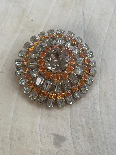 Grande broche en cristal des années 30 | Broche ovales en verre et strass verts - France