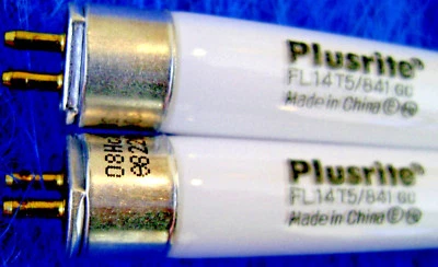 2x Plusrite F14T5/841 14W 4100K T5 Cool White Linear Fluorescent Tube Light Bulb