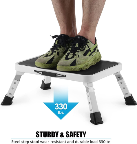 Folding Step Stool, Height-Adjustable Step Stool with Non-Slip Platform, Step La - Picture 3 of 12