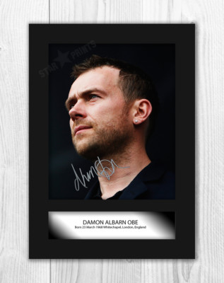 Damon Albarn 1A4 reproduction autograph picture poster with choice of frame