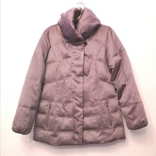 Womens Winter Down Jacket - Medium - Larry Levine - Satin Finish Fabric - Fawn