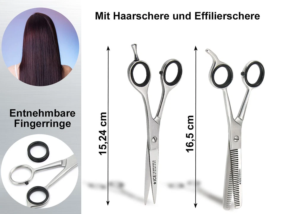 Friseurscheren Set im Etui Solingen Kamm 6 Zoll Haarschere Effilierschere 15cm - Bild 2 von 4