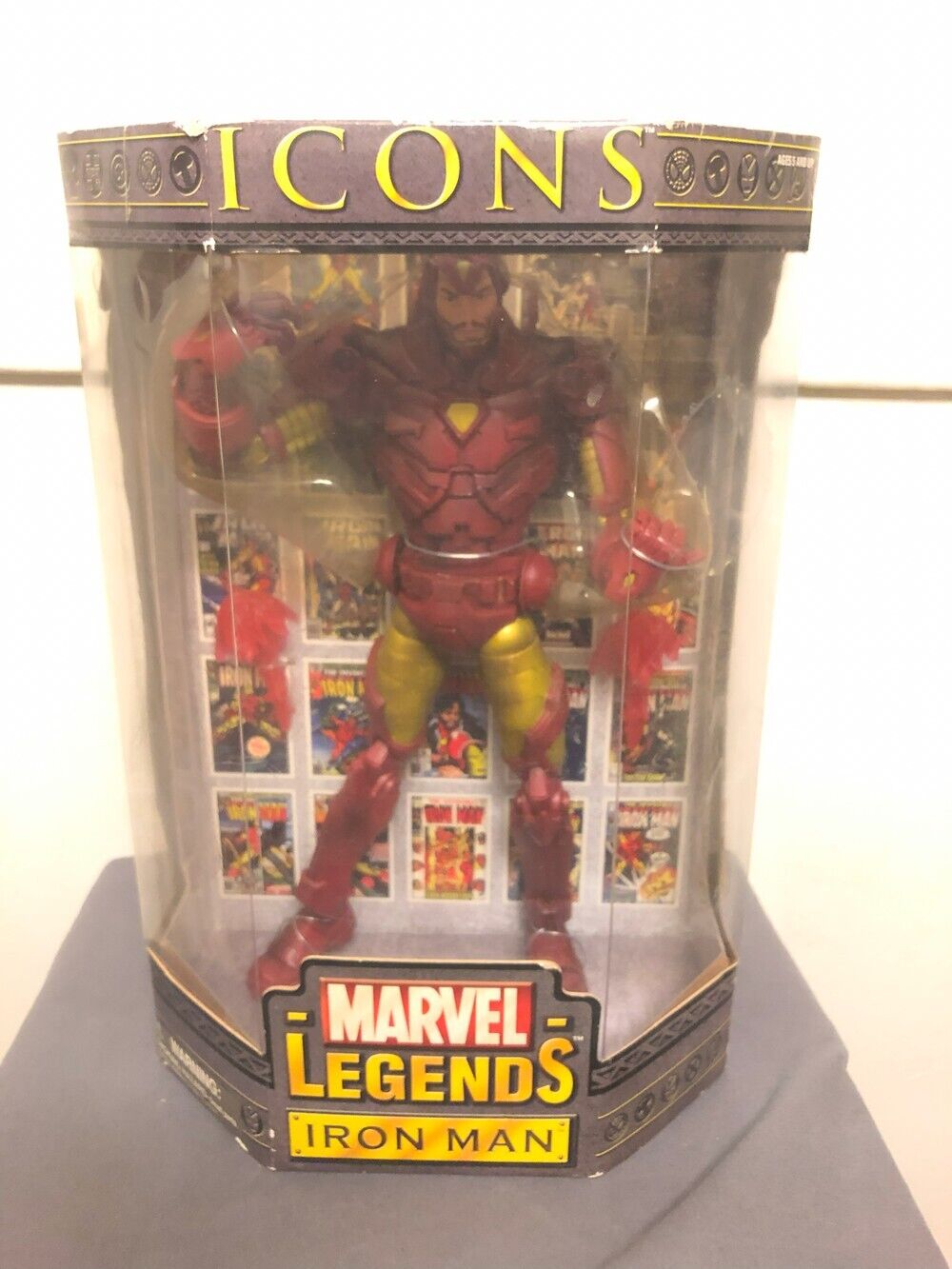 (2006) Marvel Legends Icons: IRON MAN (unmasked) 12" Figure & Comic Toy Biz New