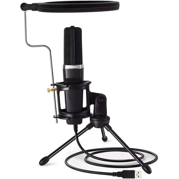 Micrófono USB Profesional Condensador con Silencio de Una Tecla, Antiivibracion