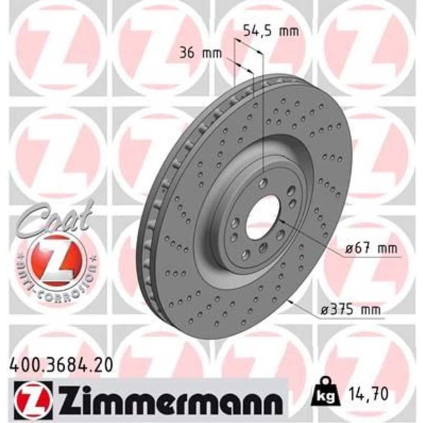 Zimmermann 2X Bremsscheibe Vorne Ø375 Mm FüR Mercedes-Benz GLE W166 350 D-image