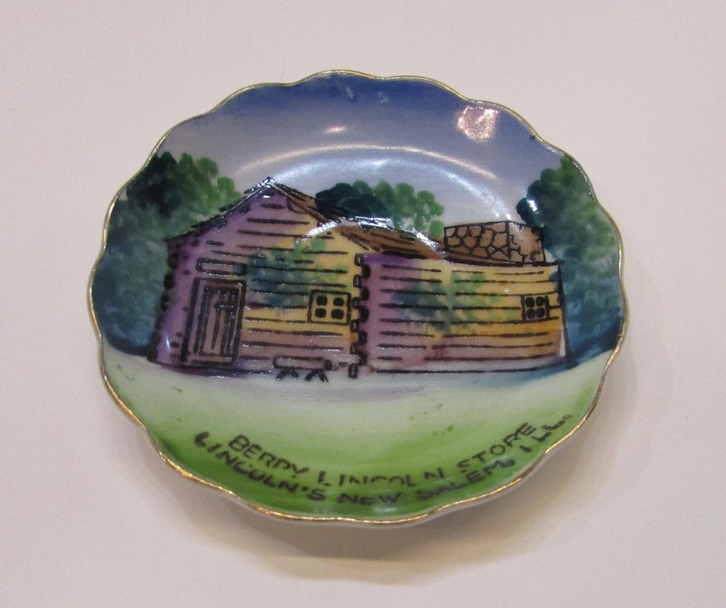 Old Berry Lincoln Store New Salem IL Vintage Hand Painted Small 3.5" dia Saucer
