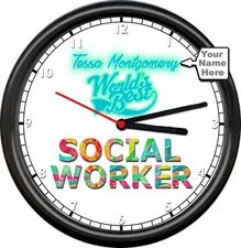 World's Best Social Worker Community Therapist Counselor Helper Sign Wall Clock