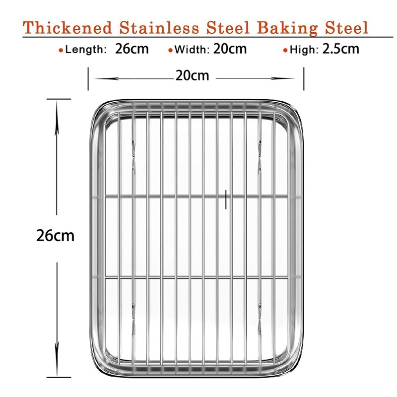 3set 10 Inch Toaster Oven Tray and Rack Set, Small Stainless Steel