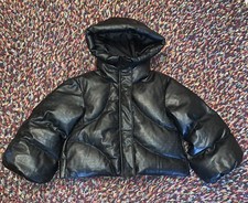 Misspap Mp Monogram Oversized Womens Padded Puffer Puffa Black Jacket Size Uk 10