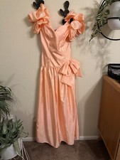 80 s ILGWU Pink Formal Ball Gown Prom Maxi Dress Taffeta Size 6