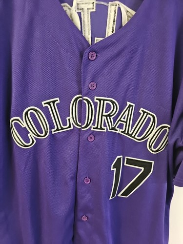 Majestic Authentic Colorado Rockies Todd Helton Jersey Mens 40 Purple Stitched - Picture 2 of 12
