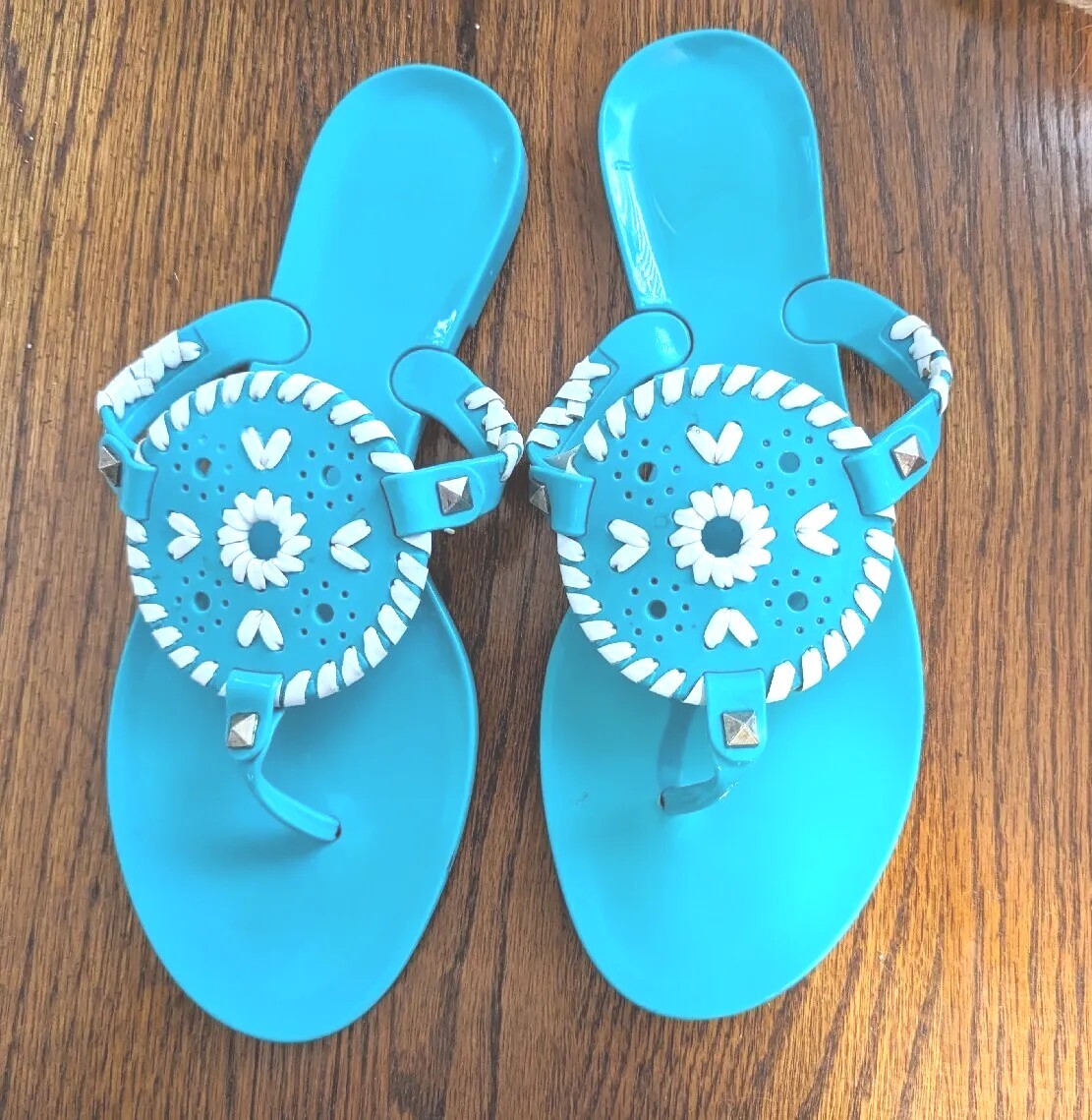 Jack Rogers Georgica Jelly Thong Sandals Turquoise Women's size