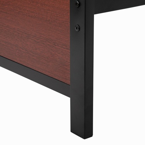 Sturdy Metal Bed Frame Queen Size W/Wooden Headboard and Foot-board Platform - Picture 11 of 12