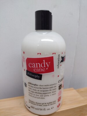 SEALED Philosophy CANDY CANE 3-N-1 Shampoo Shower Gel Body Wash Bubble Bath 16oz