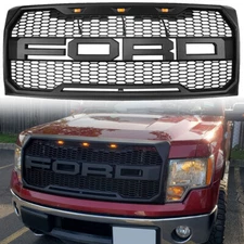 Grill For 2009 2010 2011 2012 2013 2014 Ford F150 Raptor Style Matte Black W/LED