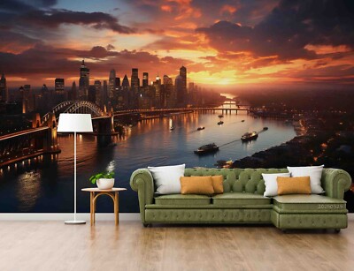 3D Cityscape Night Scene Self-adhesive Removable Wallpaper Murals 21
