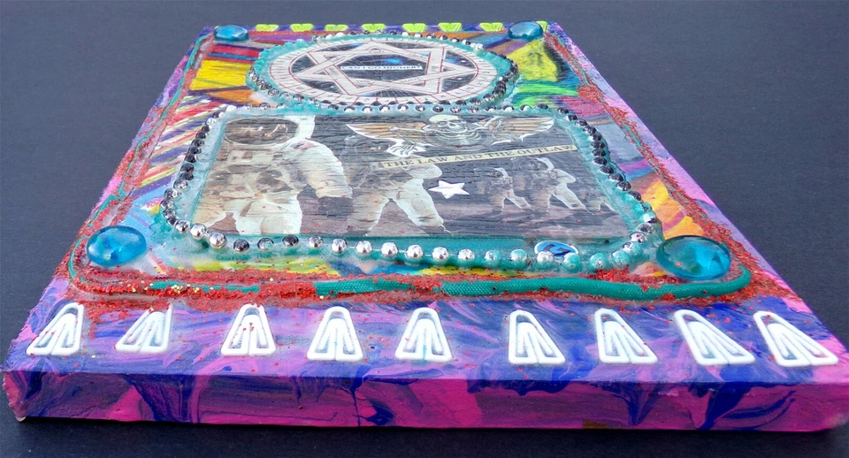 Skateboard Skeleton Space Astronaut: ¡Único Firmado Original Punk Graffiti Collage! Foto 2 de 4