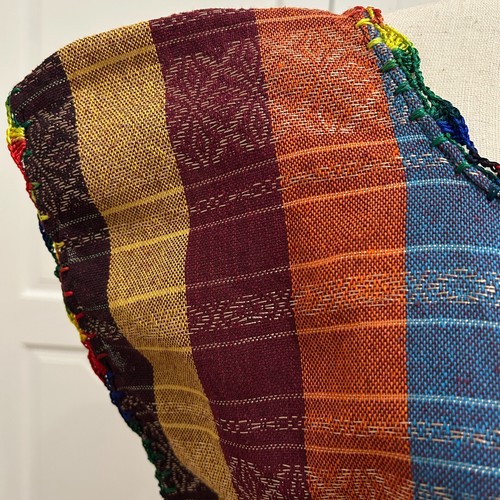 multicolor Treadle Loom blouse Made in Oaxaca Mexico. Artisanal made - Picture 4 of 6